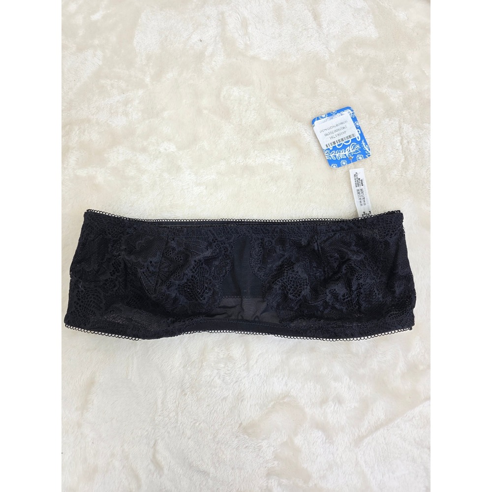Free People Intimately Lace Bandeau Bra Black Strapless‎ XS NWT